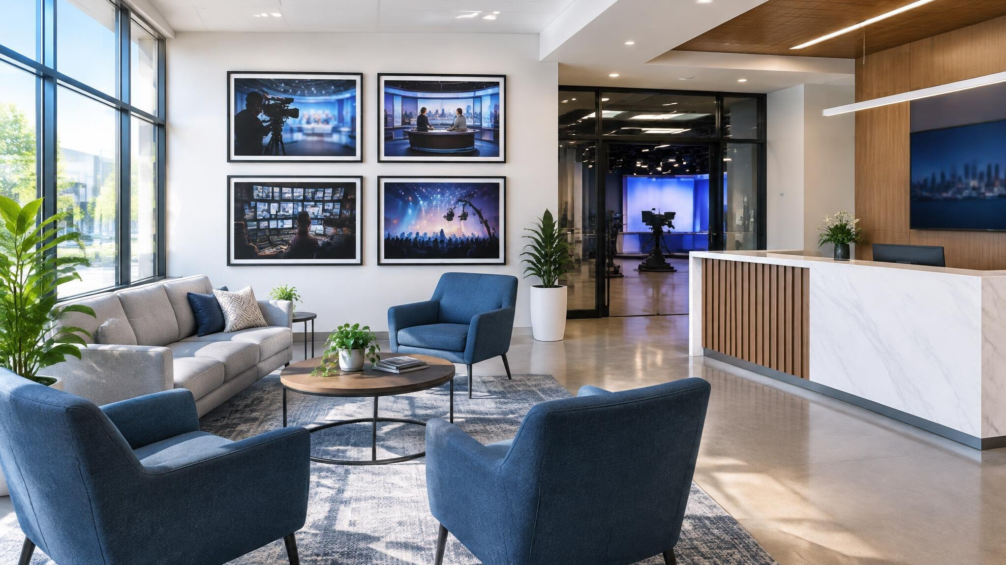Reception area of a television production studio